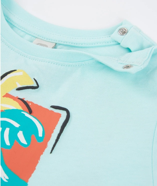 T-shirt da bambino in maglia con chiusura sulla spalla