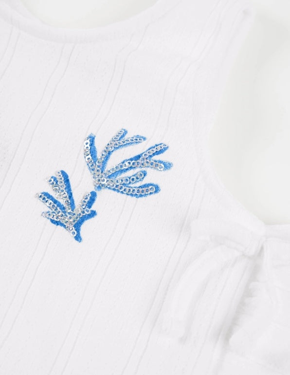 Top da bambina in maglia con paillettes decorative