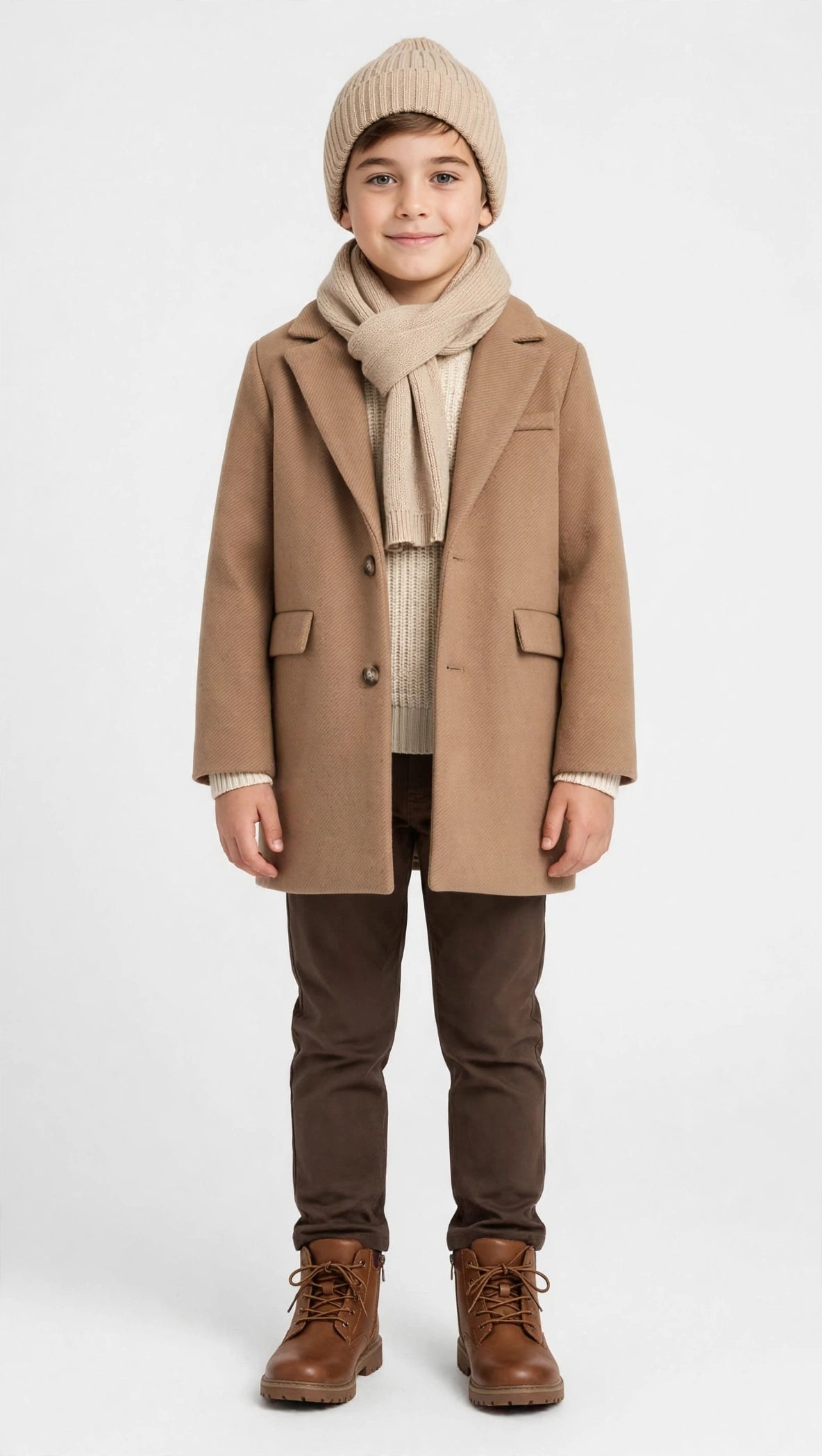 Cappotto camello Monsurire elegante da ragazzo