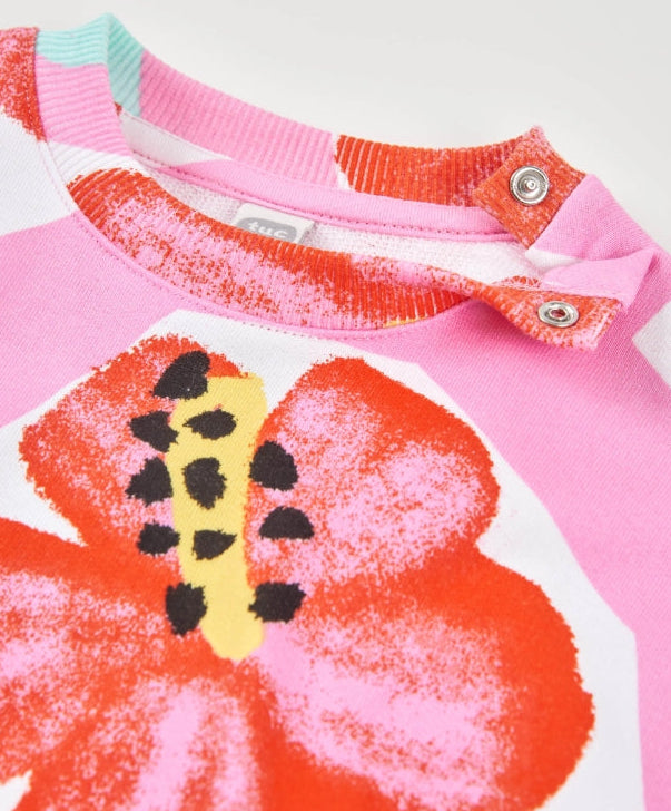 Felpa da bambina in maglia con stampa floreale