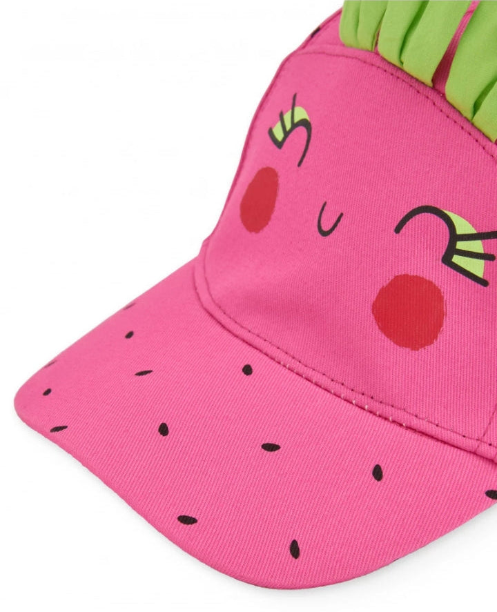 Cappellino da bambina in tessuto con foglioline in rilievo