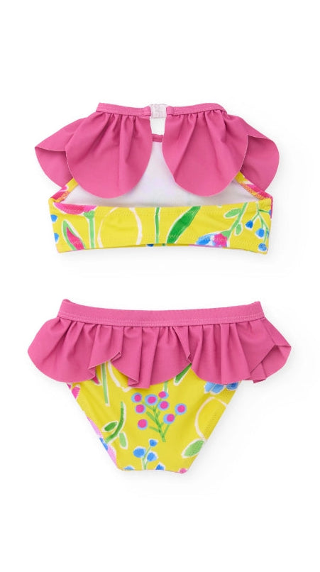 Bikini da bambina in maglia con volant