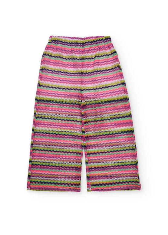 Pantaloni da ragazza in maglia con stampa a zig zag