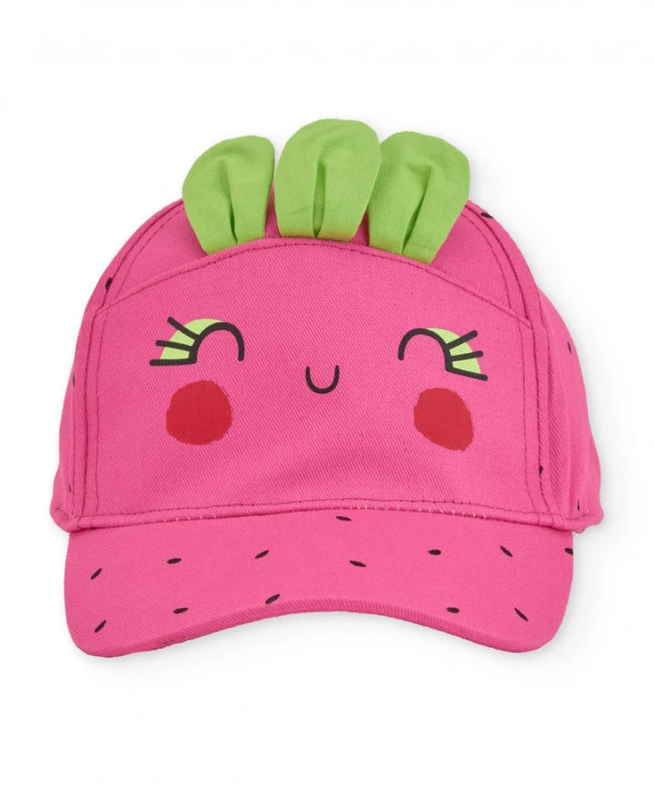 Cappellino da bambina in tessuto con foglioline in rilievo