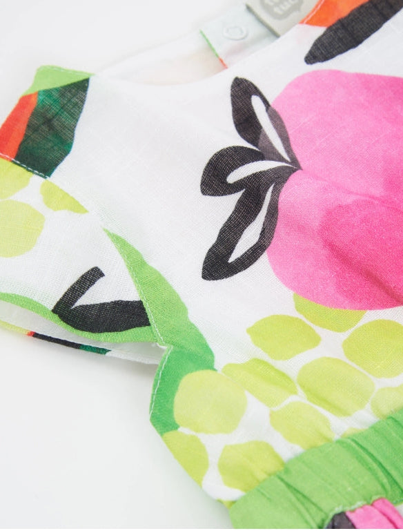 Vestito da bambina in tessuto con motivo di frutta
