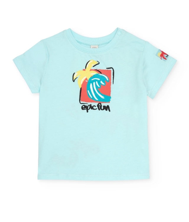 T-shirt da bambino in maglia con chiusura sulla spalla