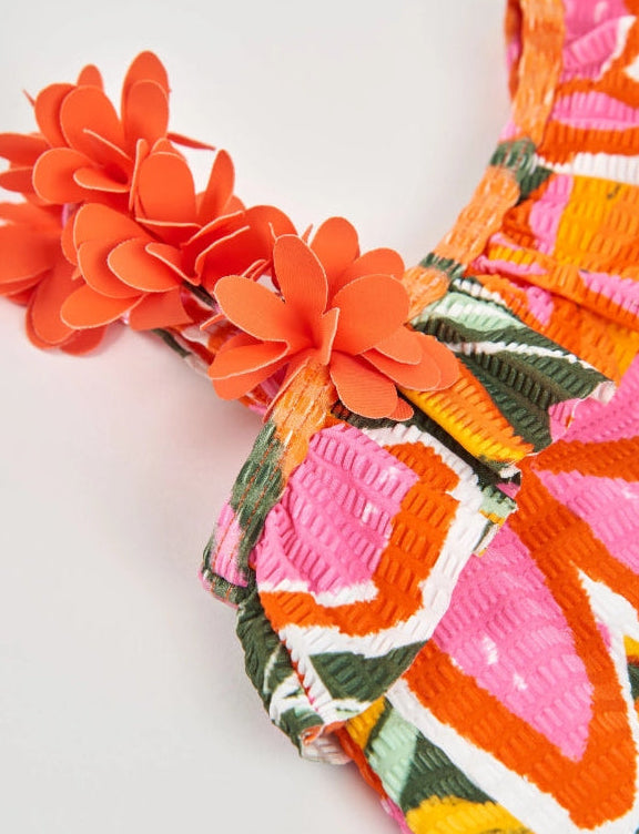 Costume da bagno da bambina in maglia con spallina asimmetrica