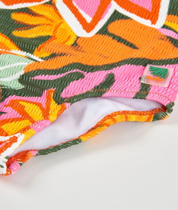 Costume da bagno da bambina in maglia con spallina asimmetrica