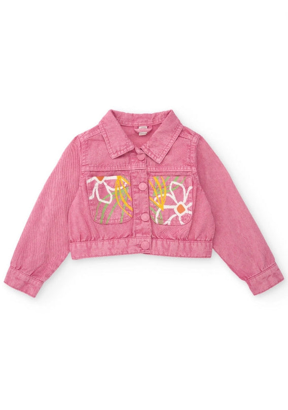 Giacca da bambina in tessuto in denim morbido