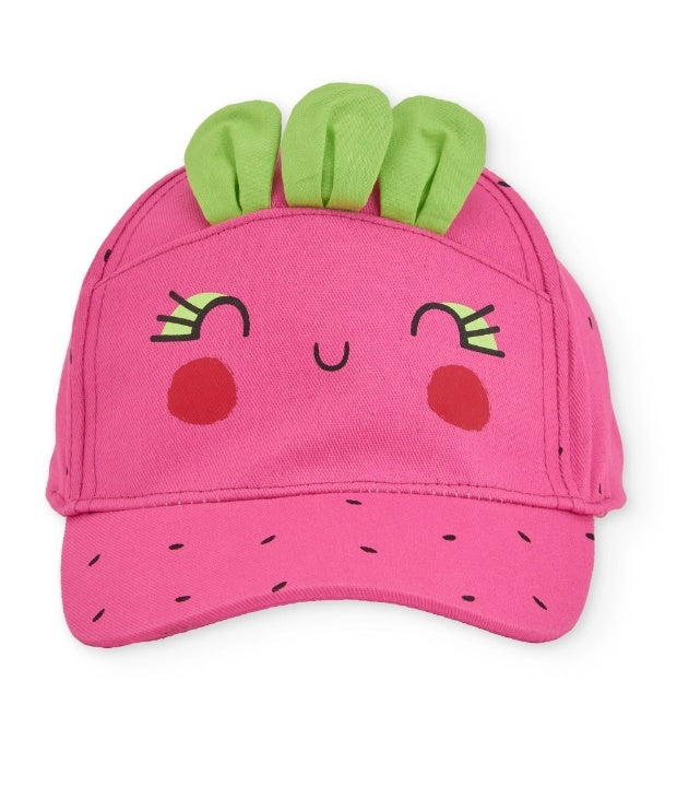 Cappellino da bambina in tessuto con foglioline in rilievo