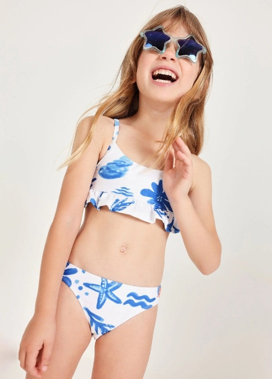 Bikini da bambina in maglia con spalline regolabili