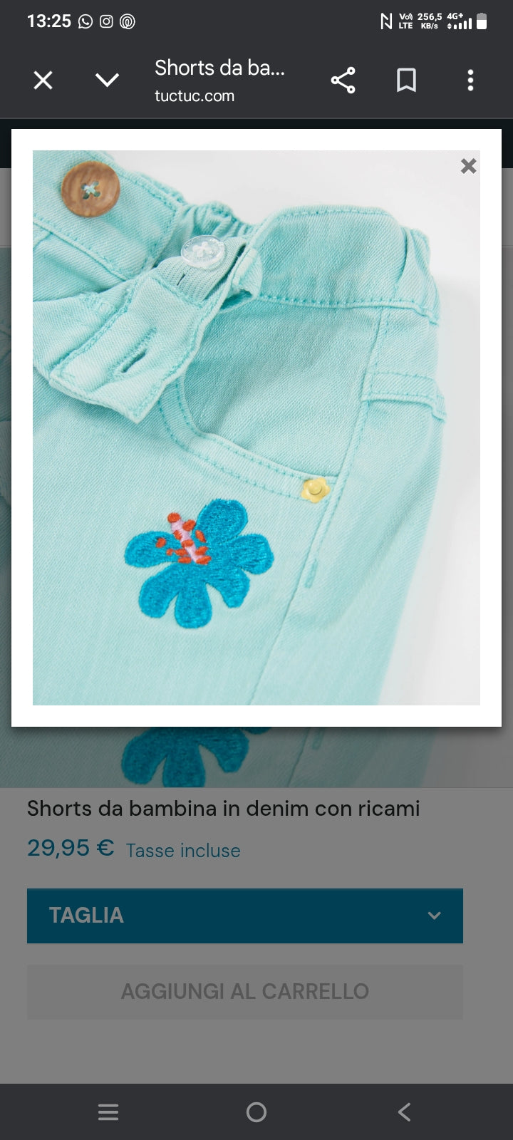 Shorts da bambina in denim con ricami