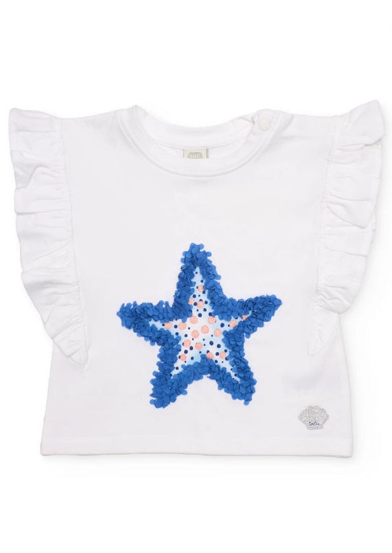 T-shirt da bambina in maglia con stella testurizzata