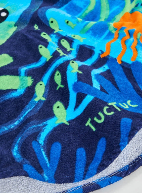 Asciugamano poncho da bambino in maglia con dettagli ricamati