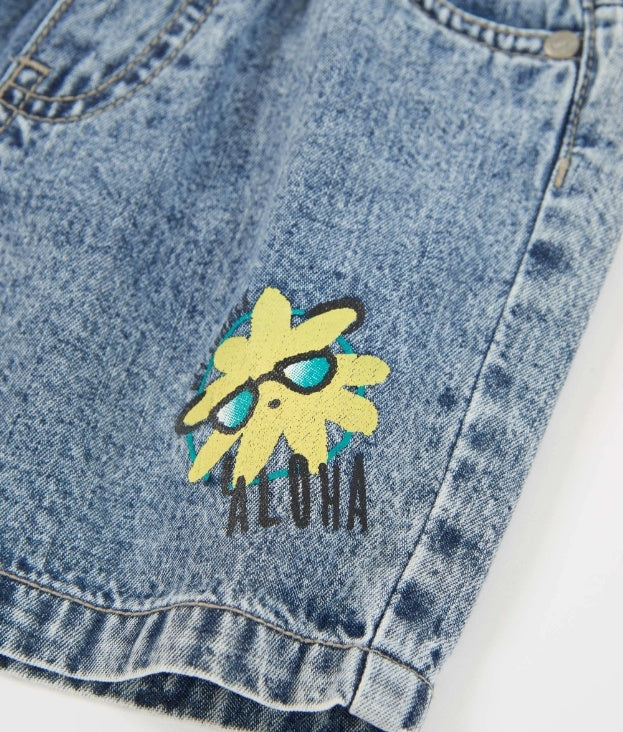 Bermuda da bambino in tessuto in denim