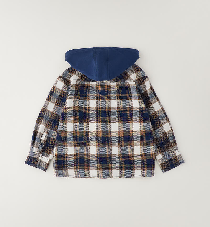 Camicia da ragazzo in caldo tessuto con cappuccio staccabile in felpa sarabanda