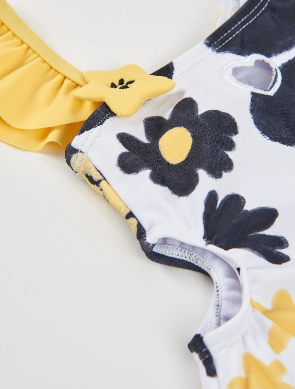 Costume da bagno da bambina in maglia con design asimmetrico