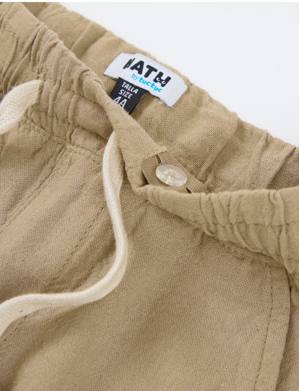 Bermuda da bambino in tessuto piano con vita elasticizzata