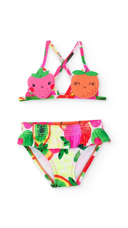 Bikini da bambina in maglia con frutti imbottiti