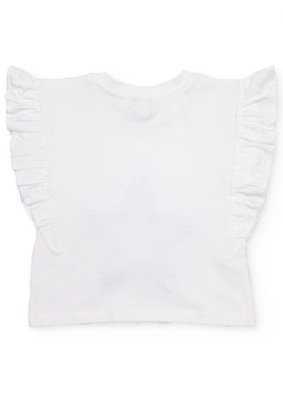 T-shirt da bambina in maglia con stella testurizzata