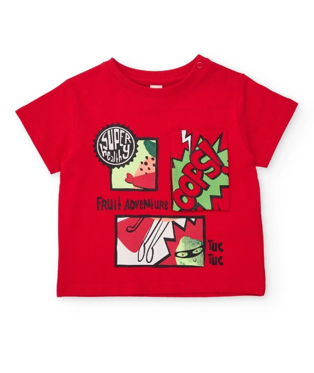 T-shirt da bambino in maglia in stile fumetto