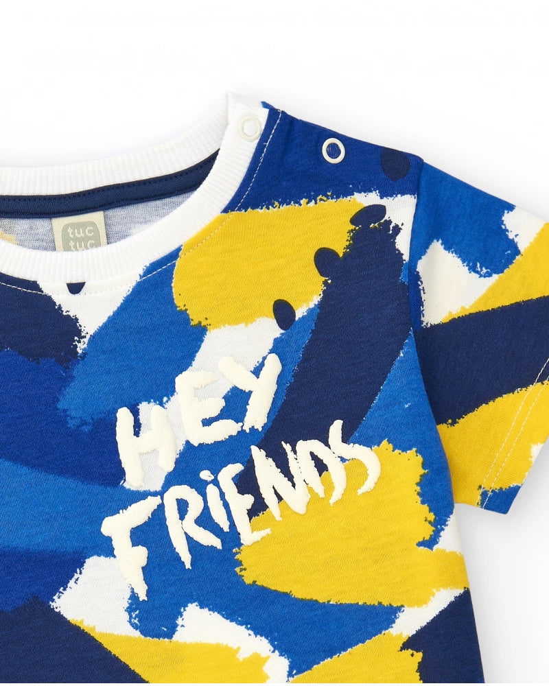 T-shirt per bambino blu e gialla