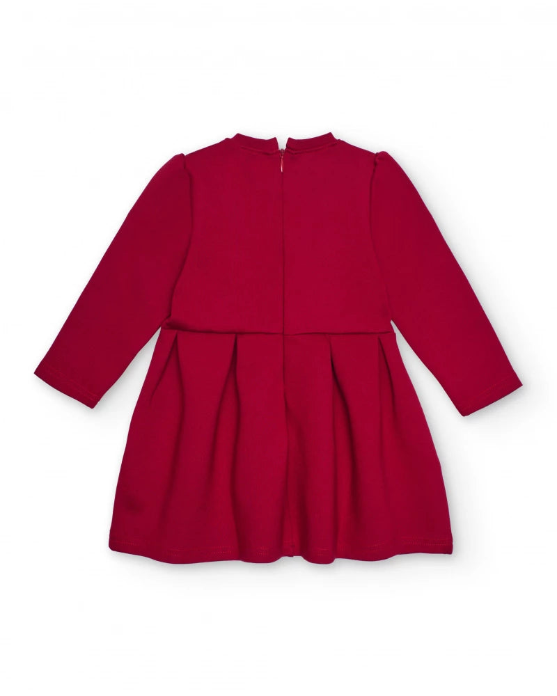 Vestito per bambina color bordeaux con dettaglio ricamato